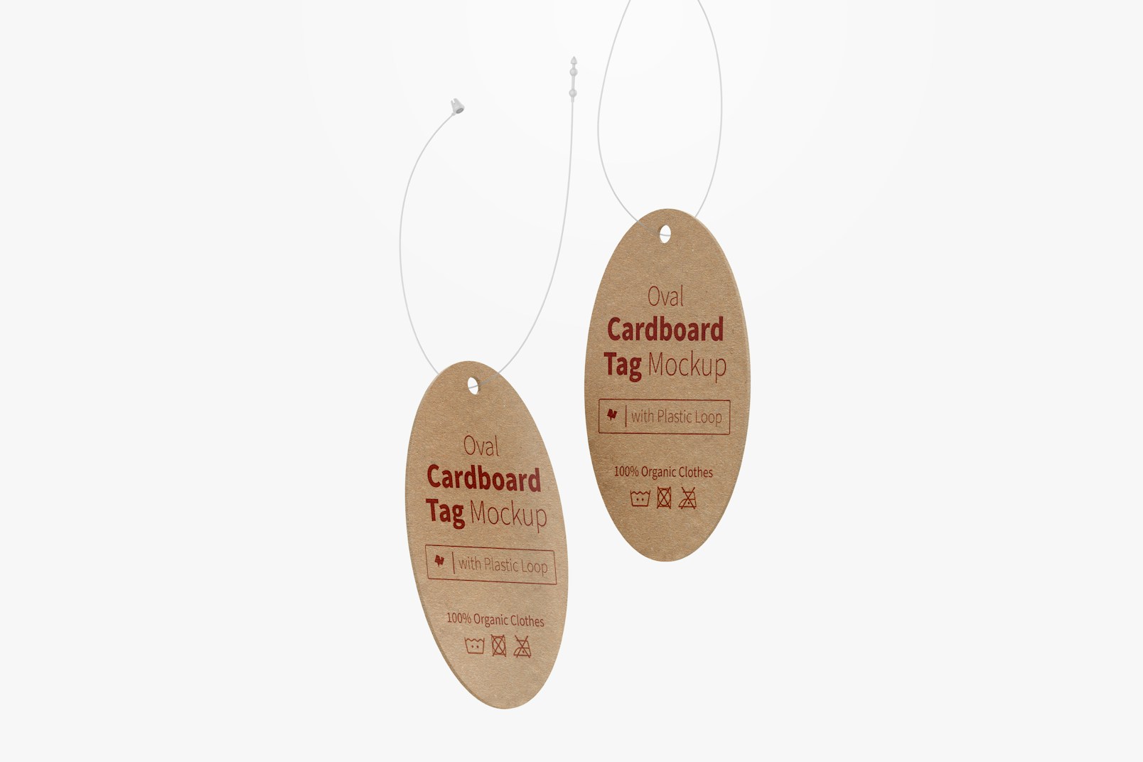 Maqueta de Etiquetas Ovaladas de Cartón con Lazo Plástico