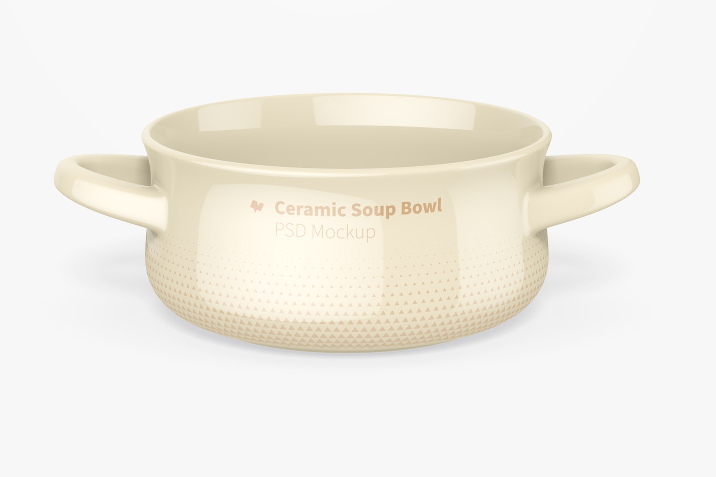 Ceramic Soup Bowl with Handles Mockup