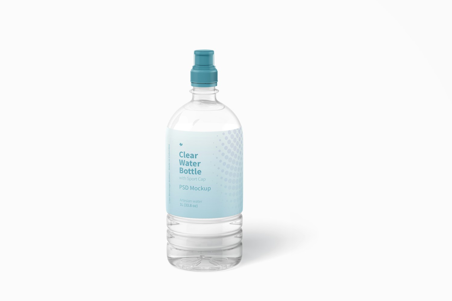 Water Bottle with Sport Cap Mockup, Front View