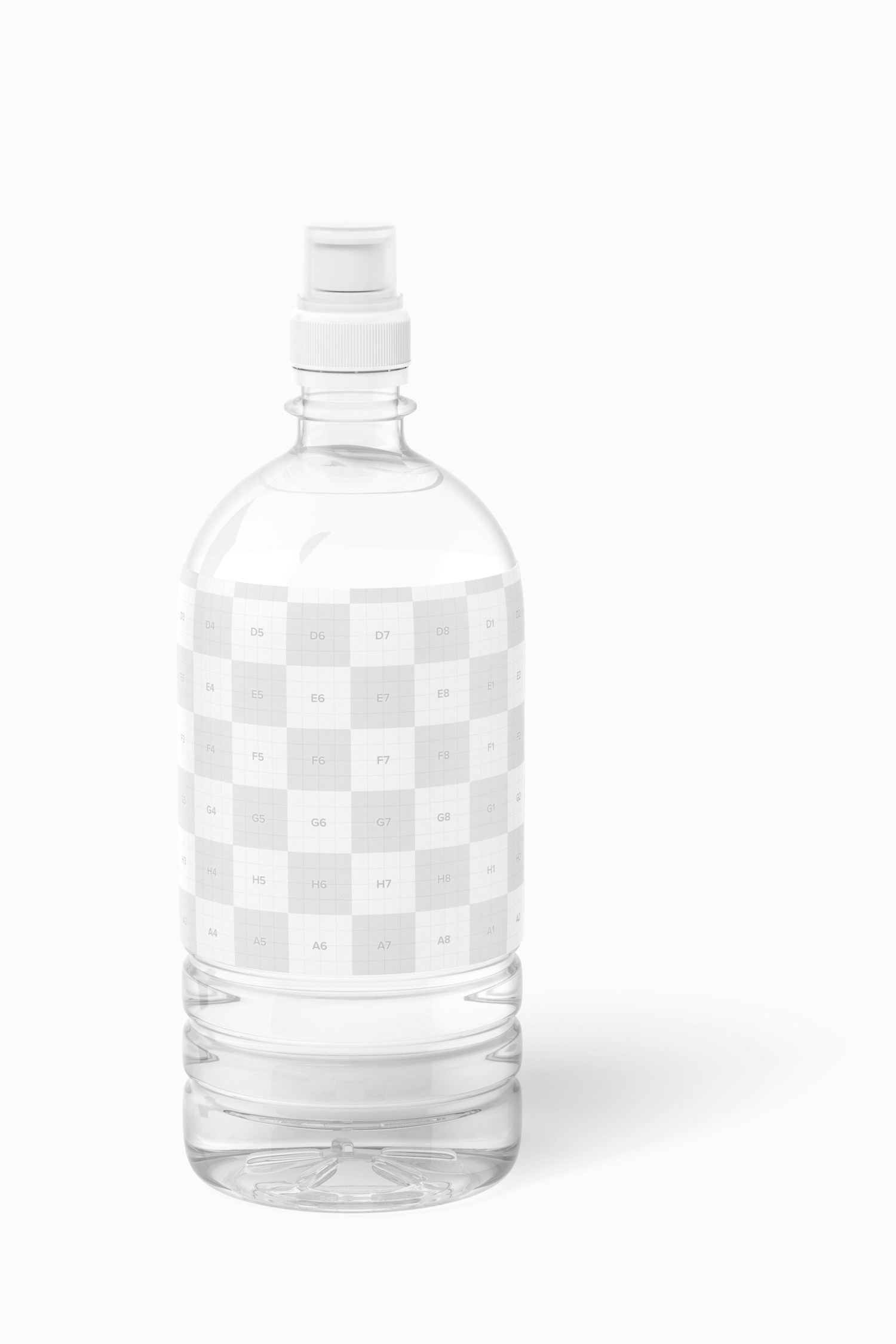 Maqueta de Botella de Agua con Tapa Deportiva, Vista Frontal
