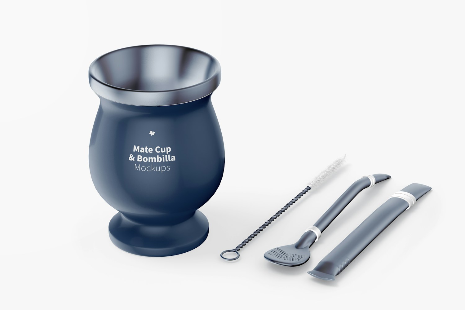 Mate Cup and Bombilla Mockup