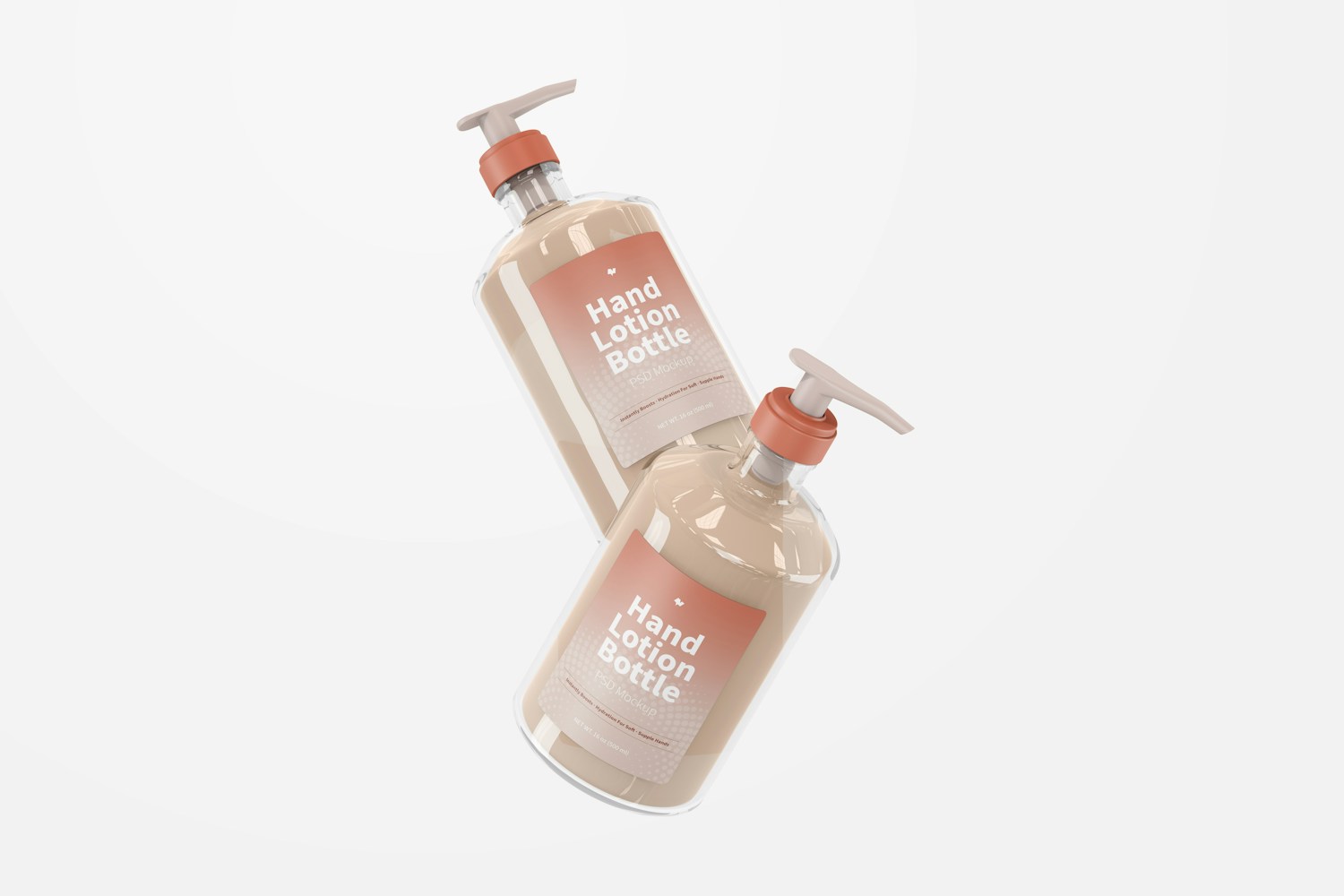 500 ml Hand Lotion Bottle Mockup, Falling 500 ml Hand Lotion Bottle Mockup, Falling