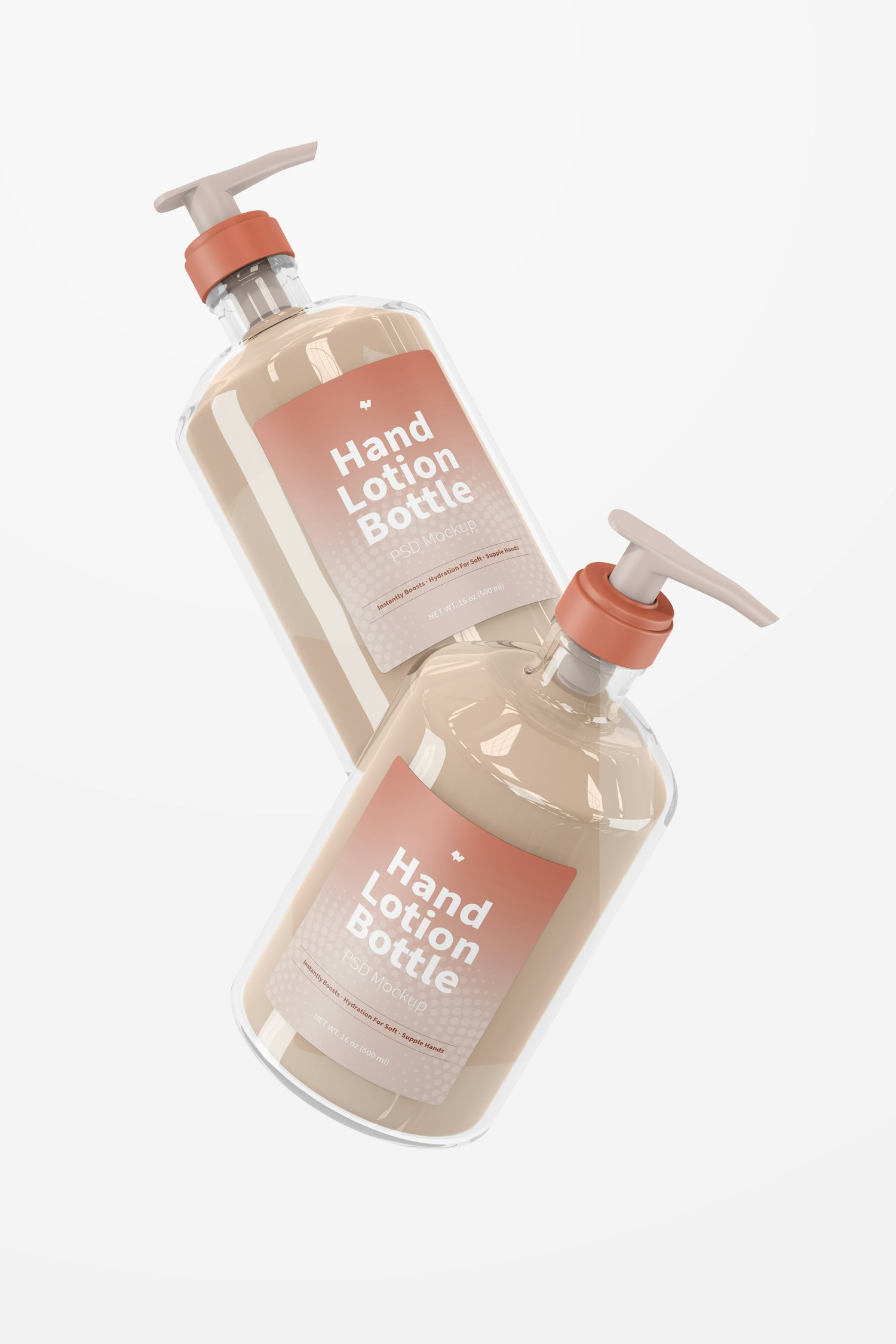 500 ml Hand Lotion Bottle Mockup, Falling 500 ml Hand Lotion Bottle Mockup, Falling