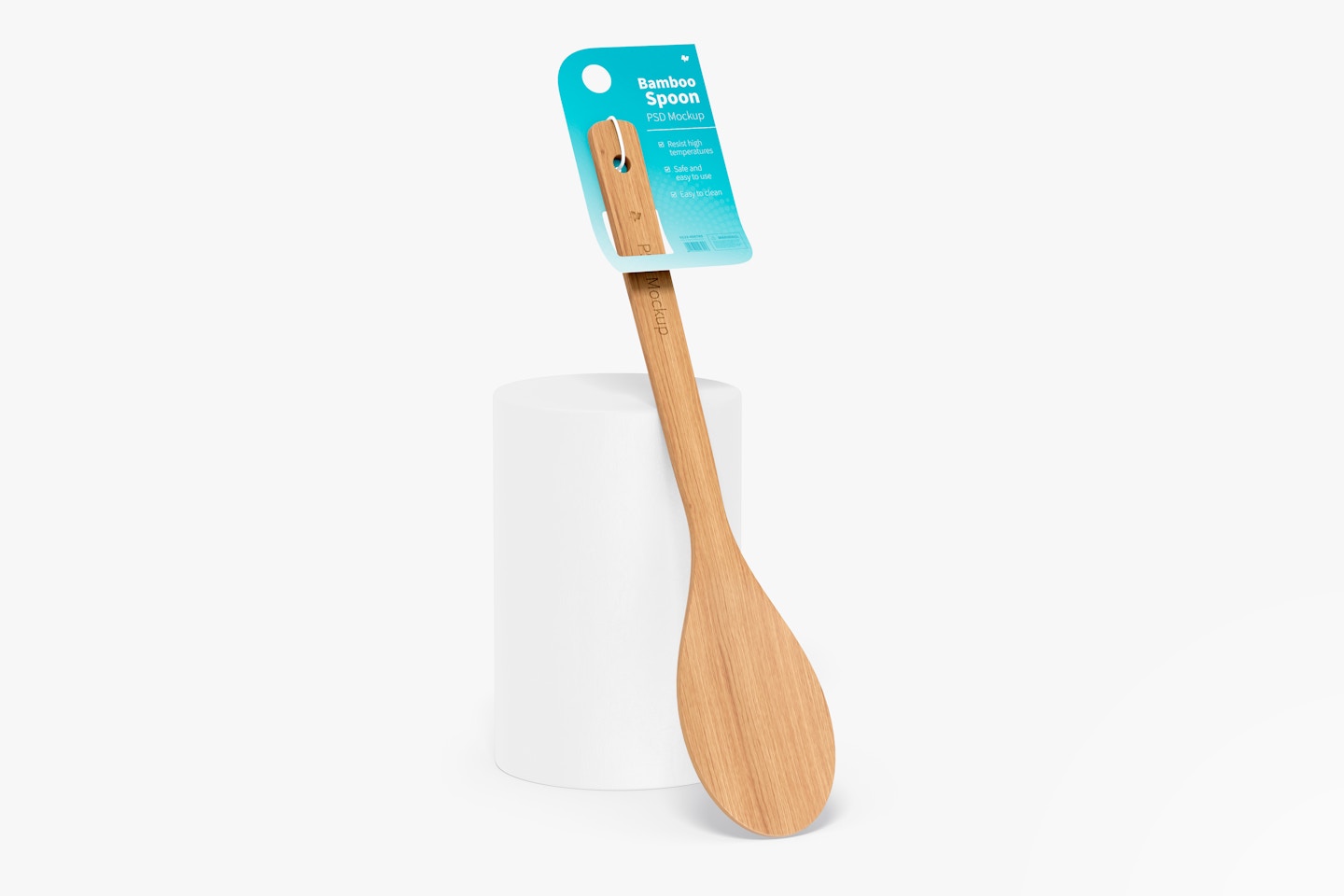 Bamboo Spoon Mockup, Leaned