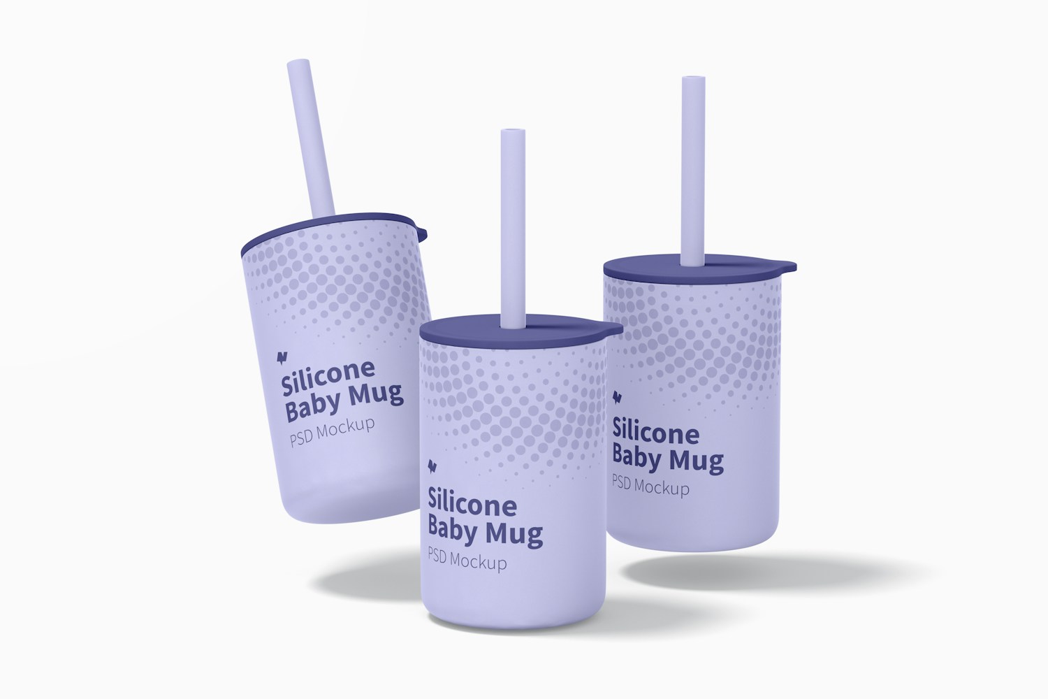 Silicone Baby Mugs with Lid Mockup, Falling