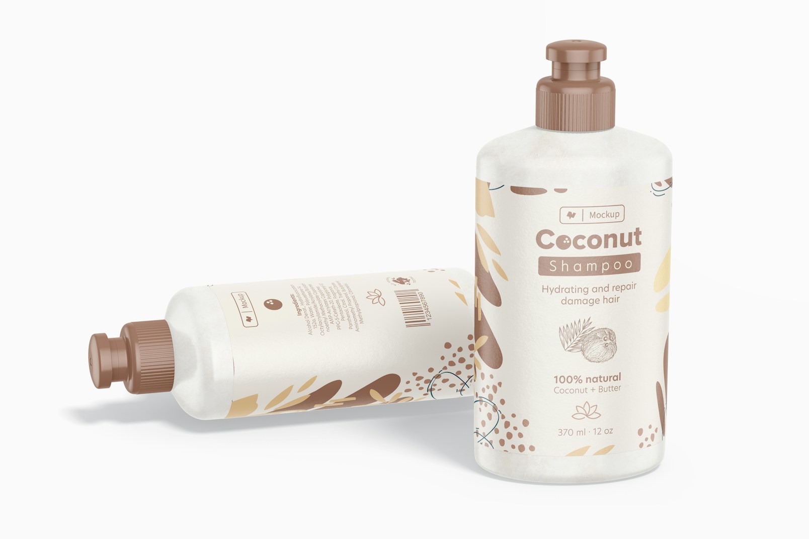 Hair Cream Bottle Mockup, Standing and Dropped