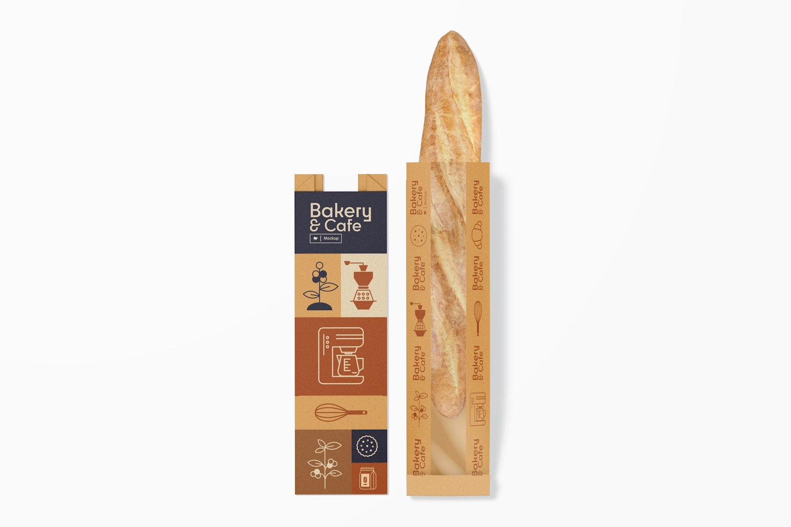 Bread Paper Bag with Window Mockup, Top View