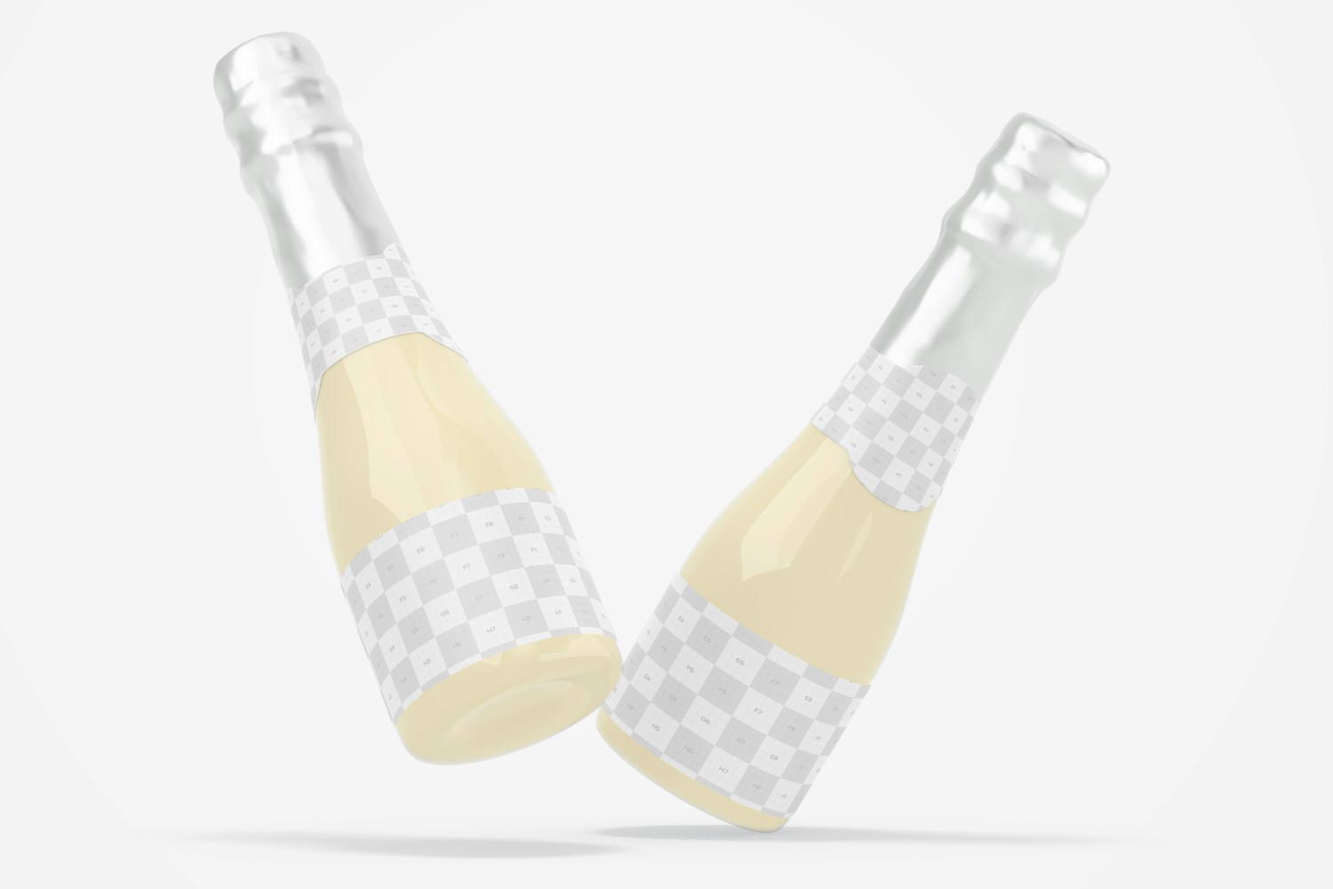 200 ml Sparkling Wine Bottles Mockup, Floating 200 ml Sparkling Wine Bottles Mockup, Floating