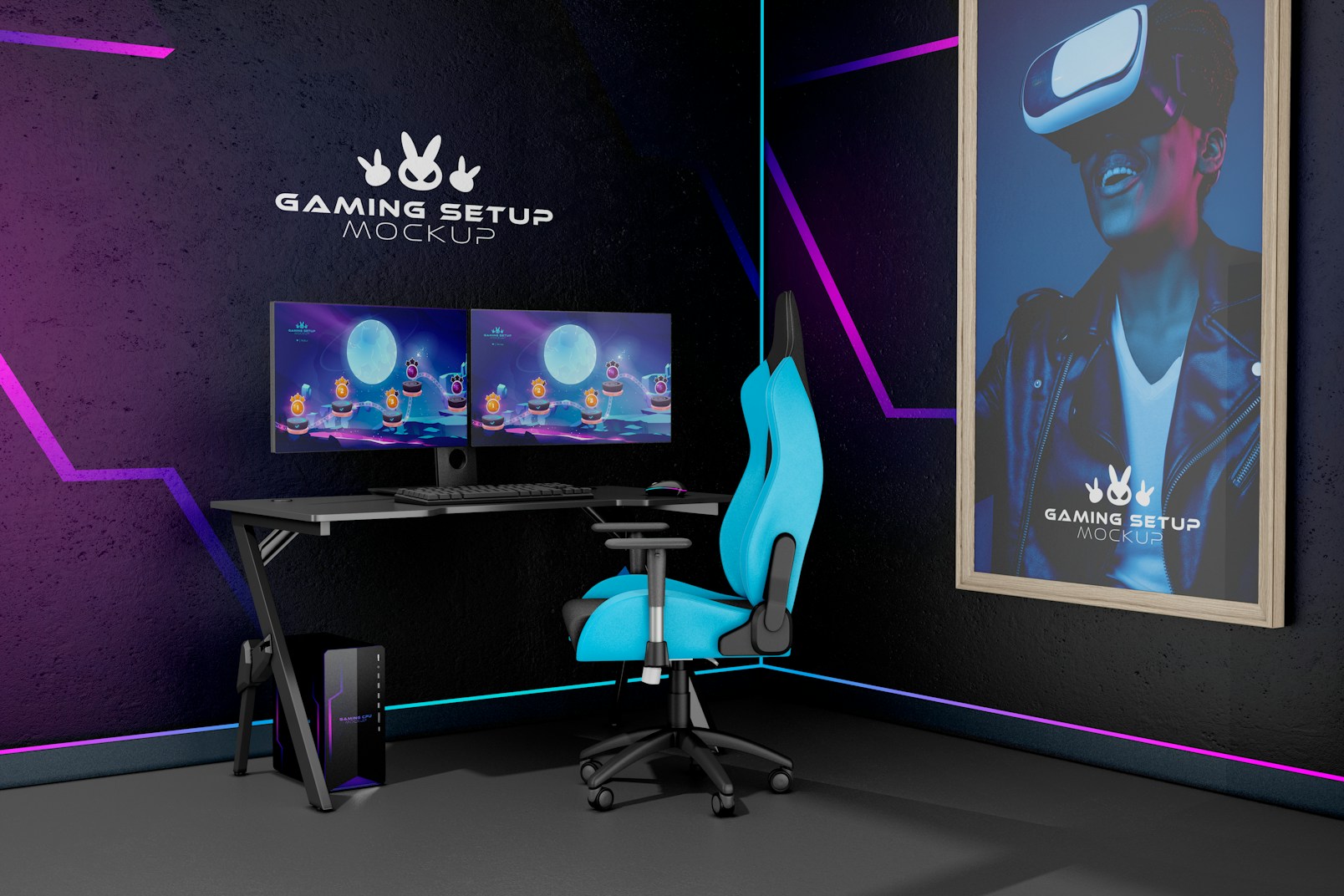 Gaming Room Scenes Mockup, Right View