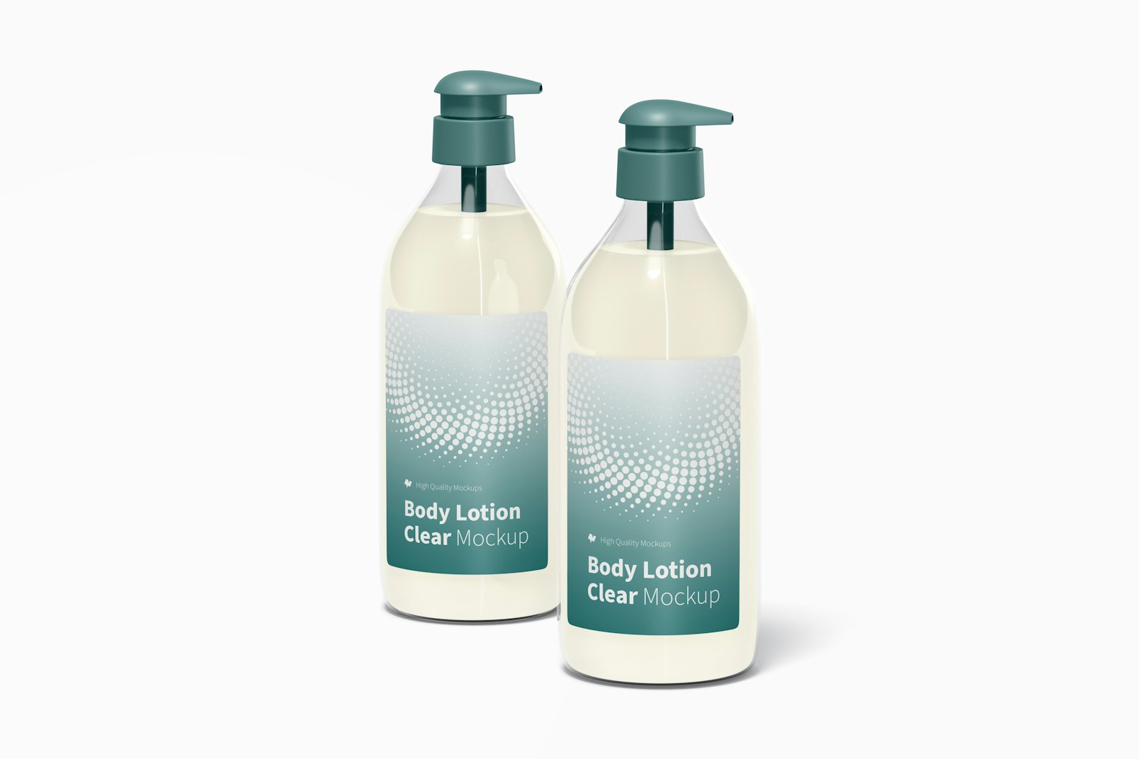 Body Lotion Clear Bottles Mockup, Front View