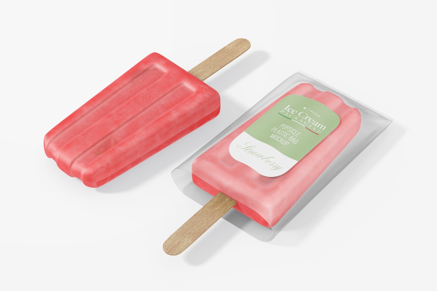 Popsicle Plastic Bags with Tag Mockup, Perspective
