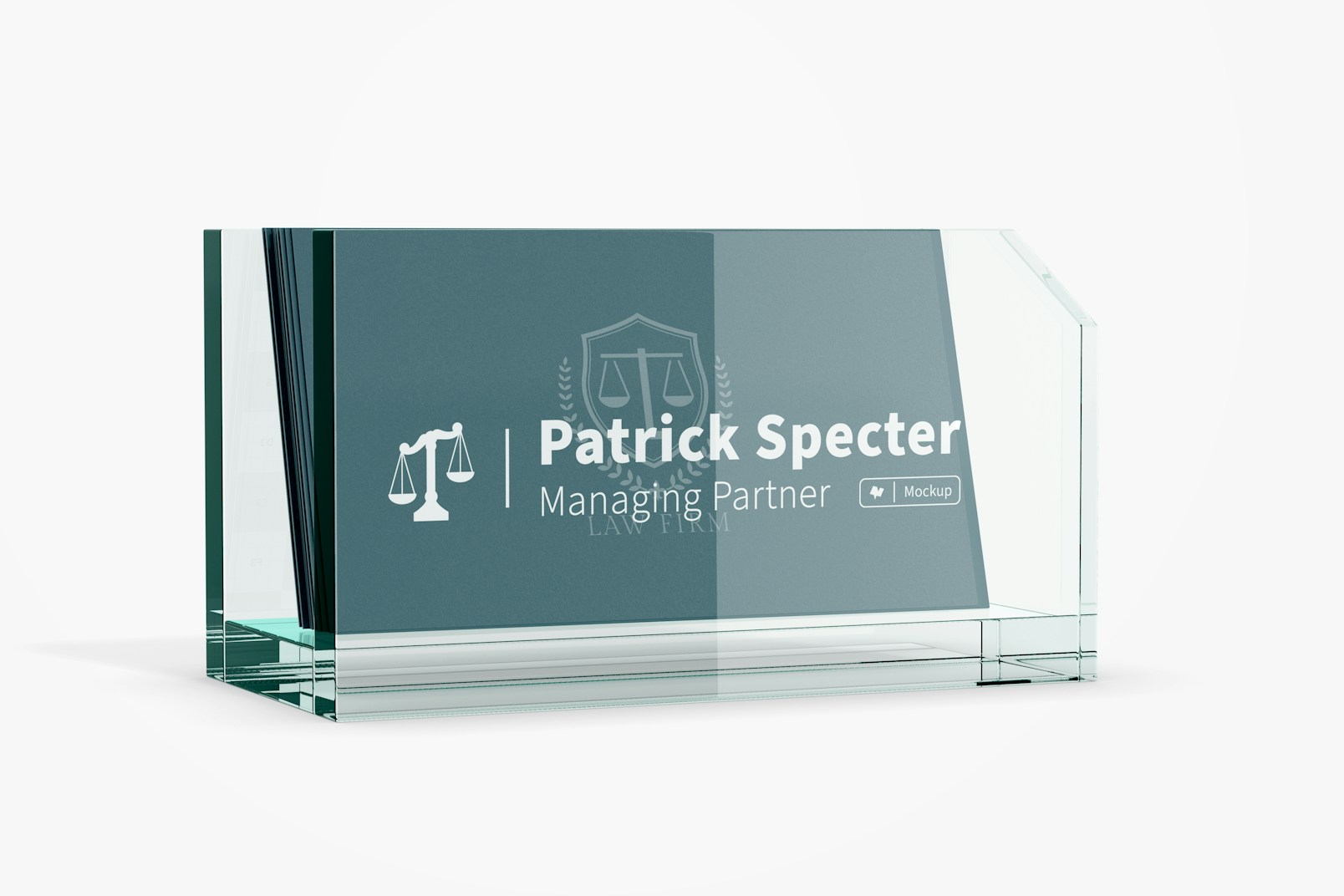 Glass Business Card Holder Mockup, Perspective View