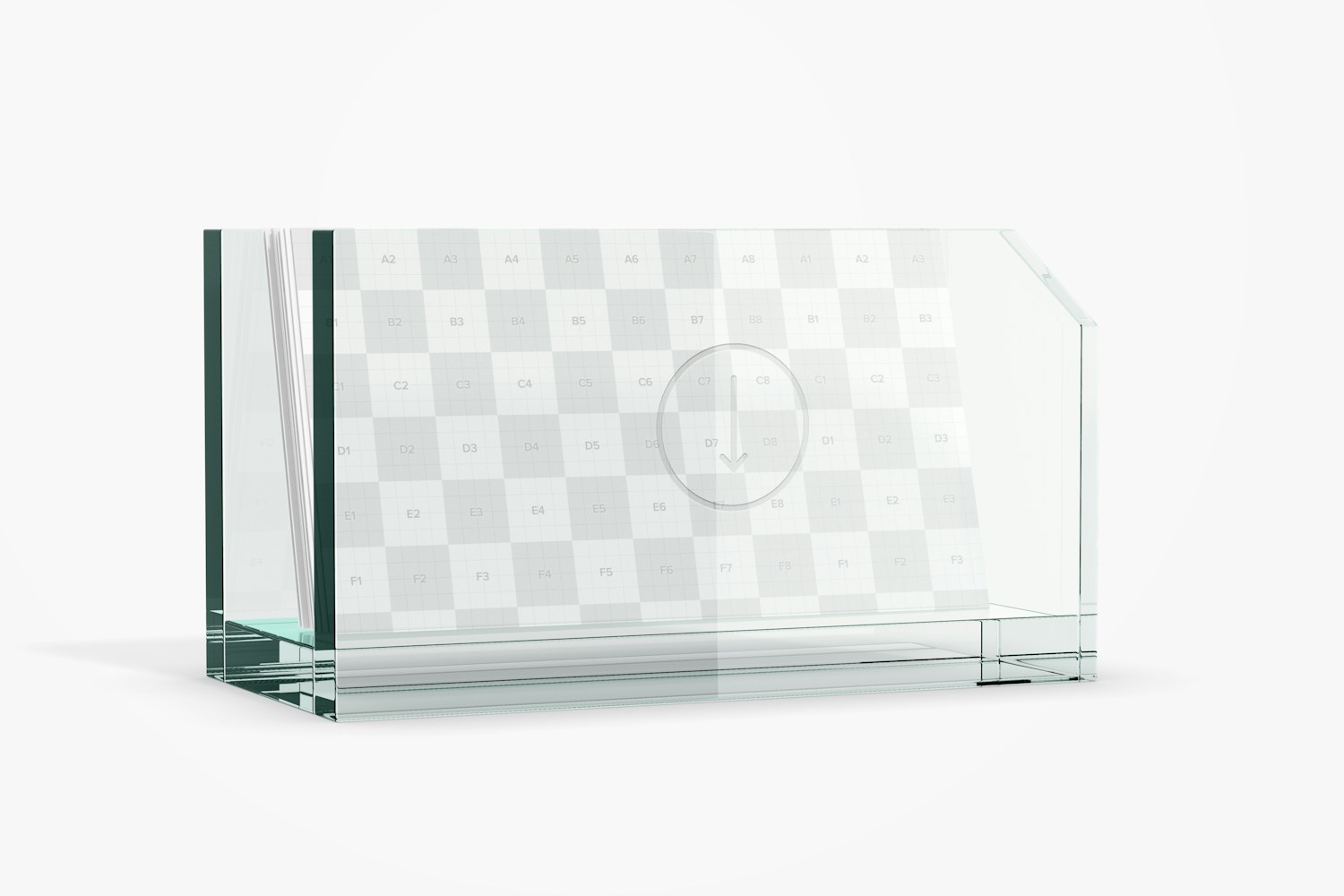 Glass Business Card Holder Mockup, Perspective View