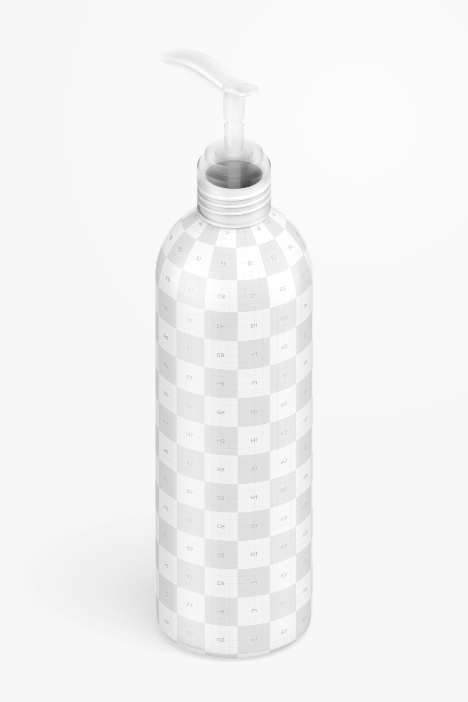 12 oz Pump Rounded Bottle 02 Mockup, Isometric Right View