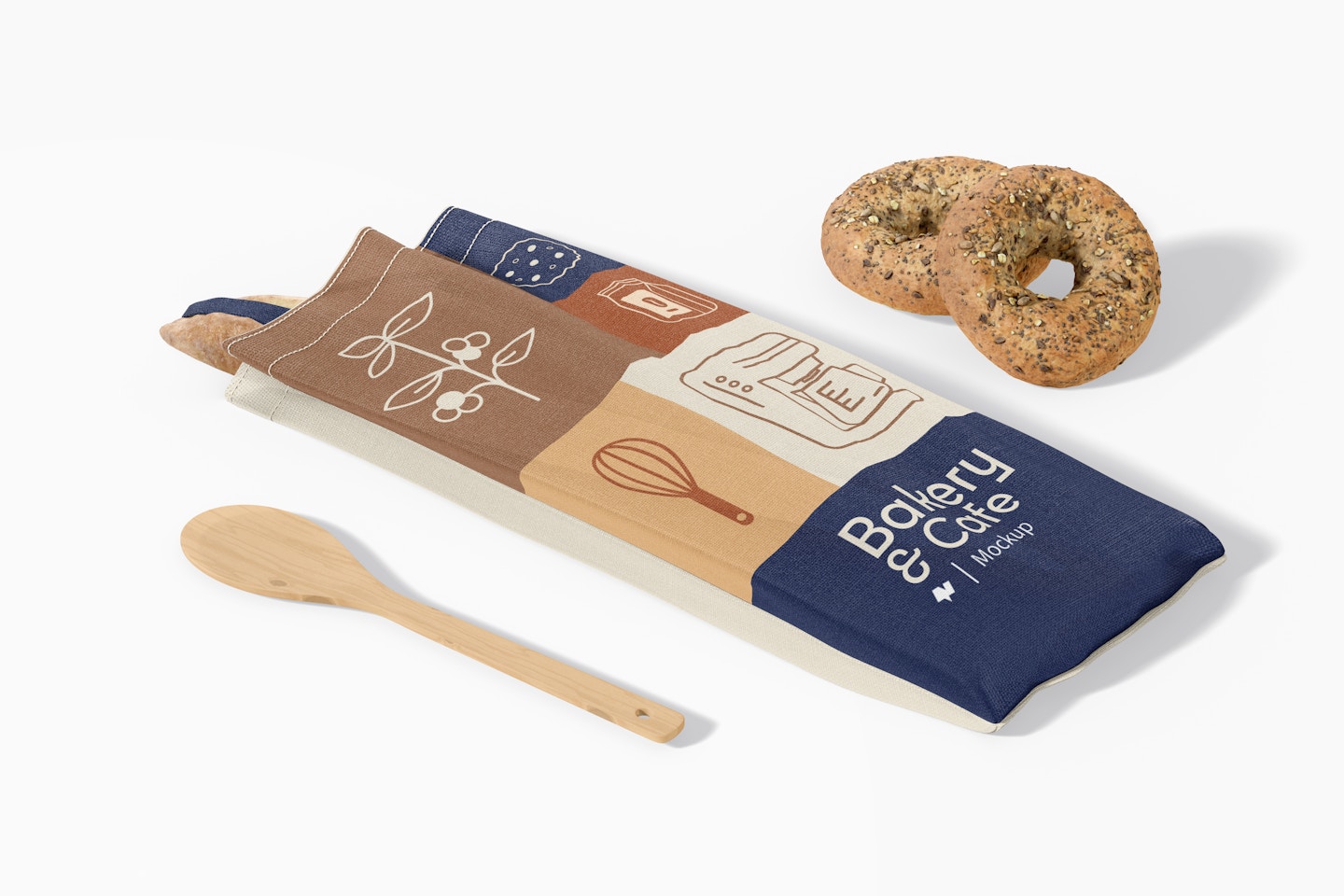 Fabric Bread Bag with Handle Mockup, Perspective