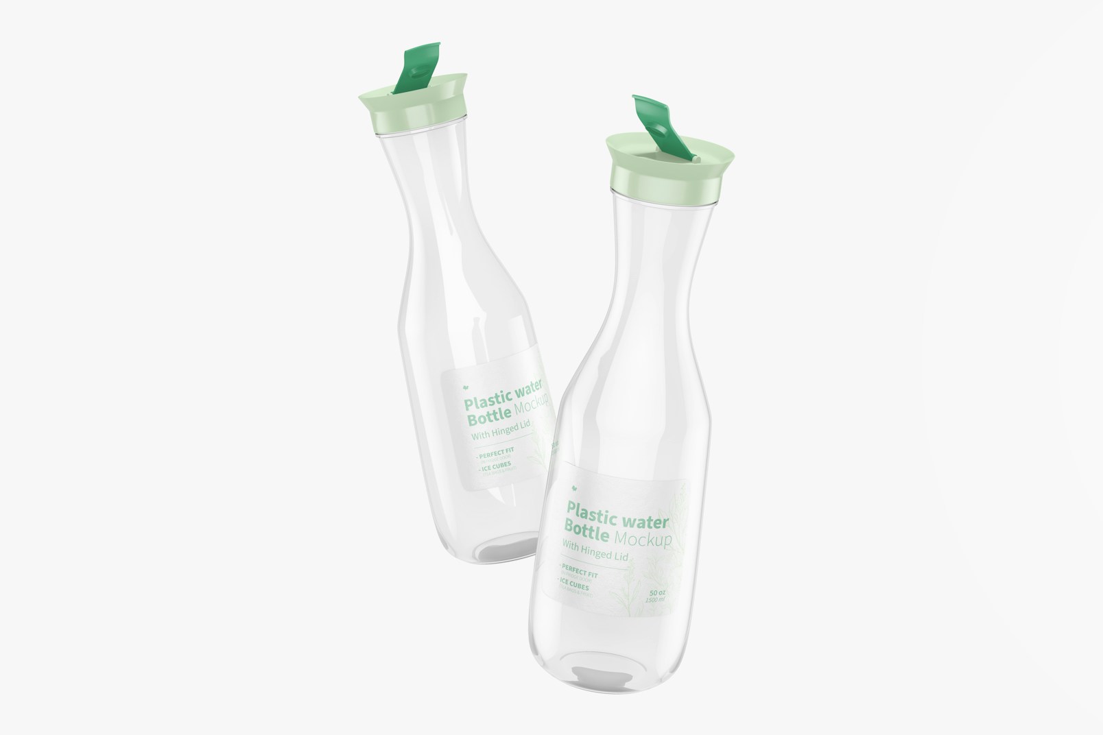 Plastic Water Bottles with Hinged Lid Mockup, Floating