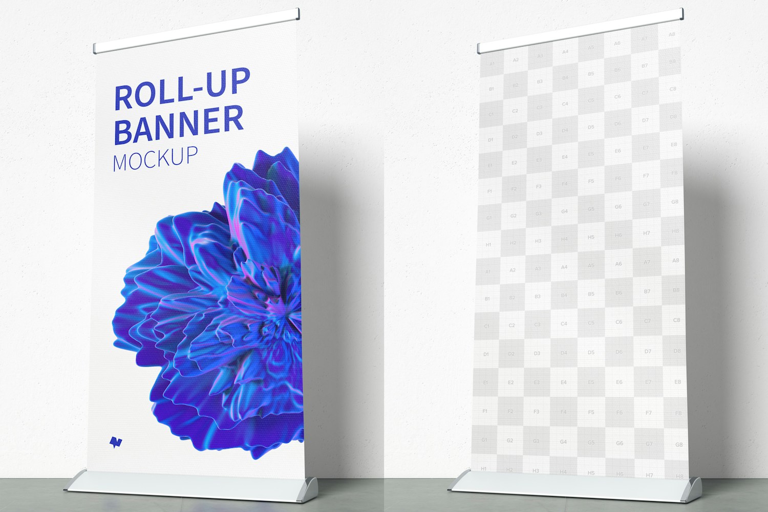 Rollup banner mockup with 1x2 mt in hight resolution (5K)