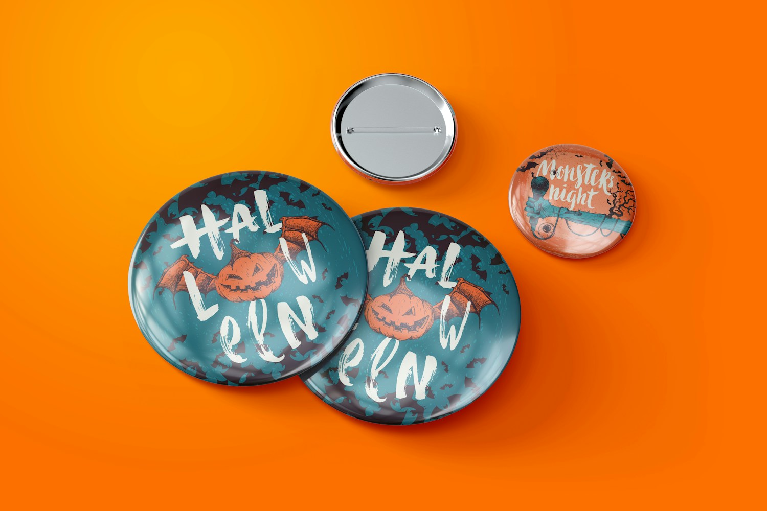 Pin Button Badges Mockup, Two Size