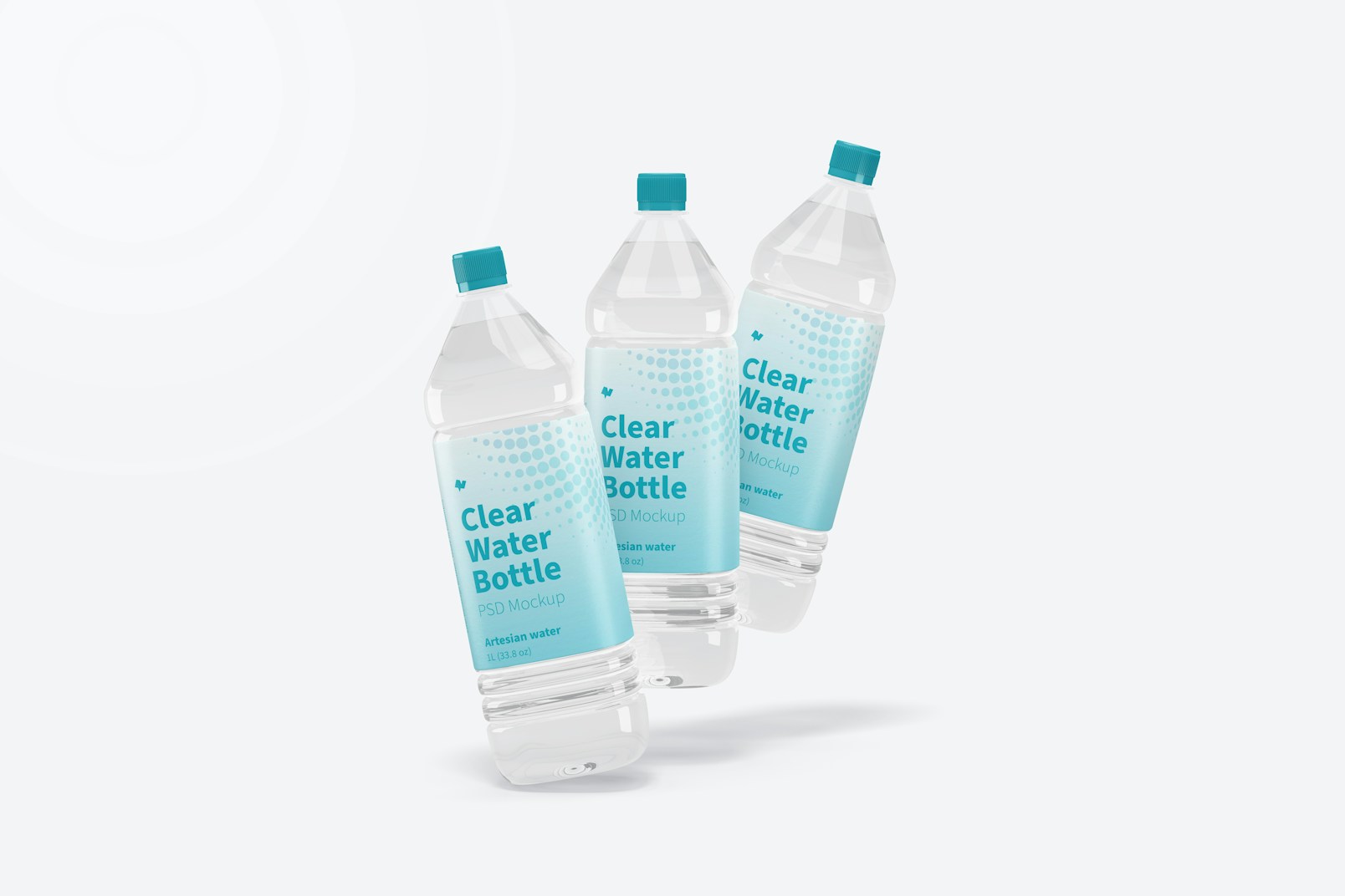 Maqueta de Botellas Transparentes de 1L para Agua, Cayendo
