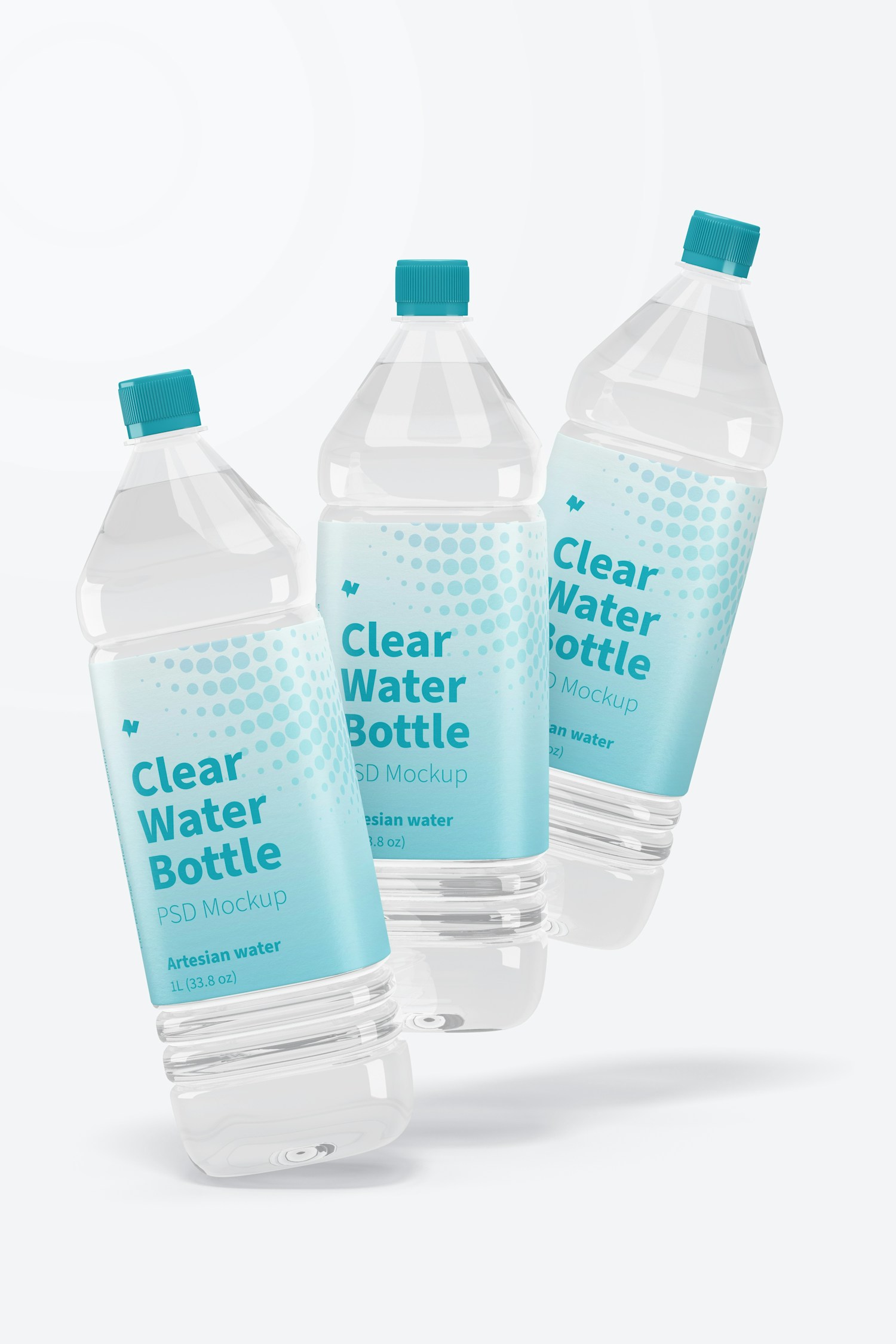 1L Clear Water Bottles Mockup, Falling