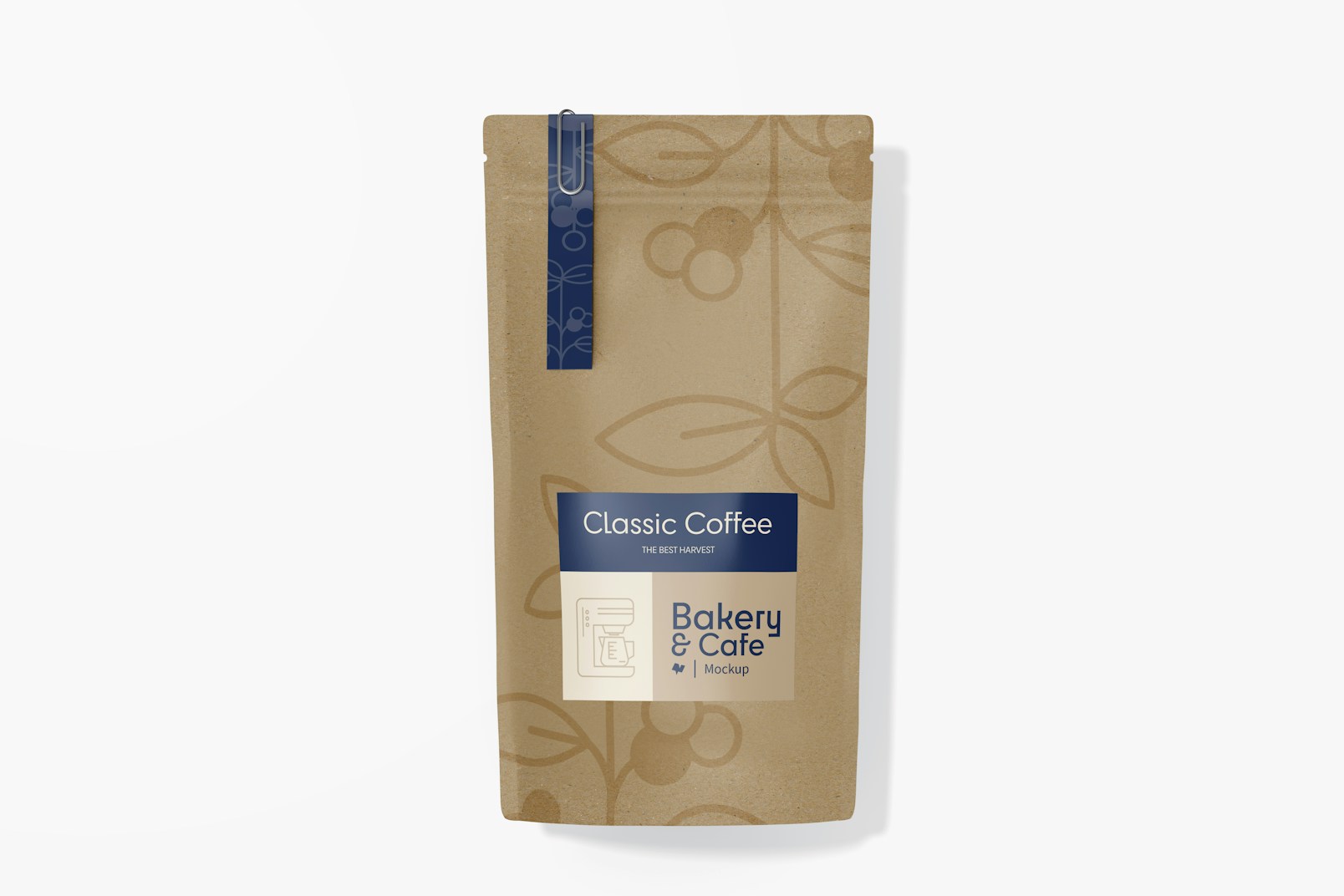 Coffee Bag with Label Mockup, Top View