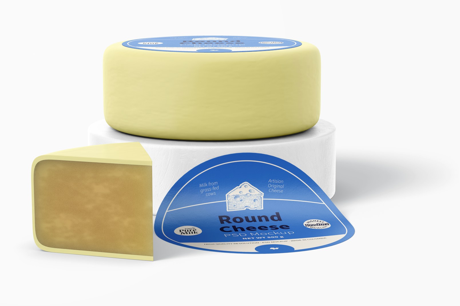 Round Cheese Mockup, Front View