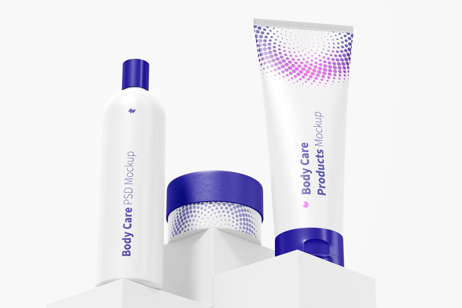 Body Care Products Scene Mockup, Low Angle View