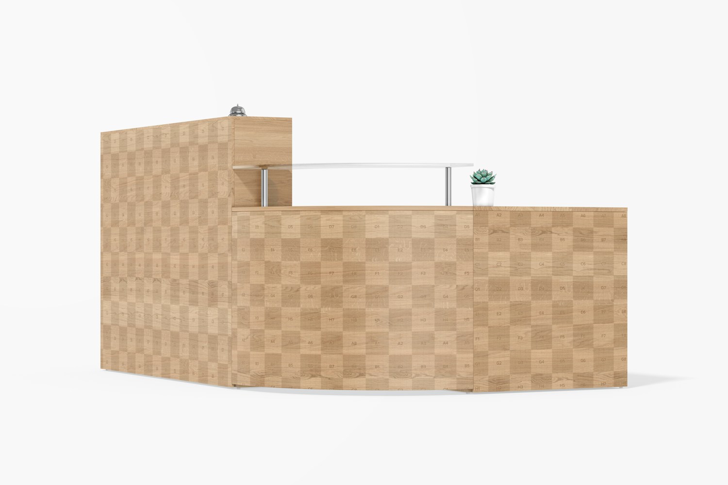 Curved Reception Counter Mockup, Front View