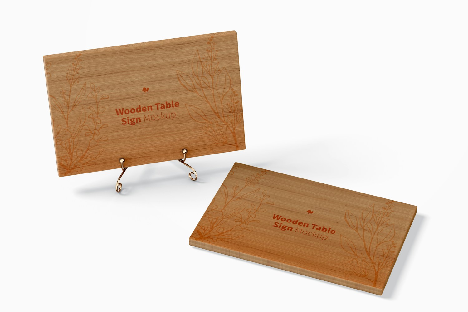 Wooden Table Signs Mockup