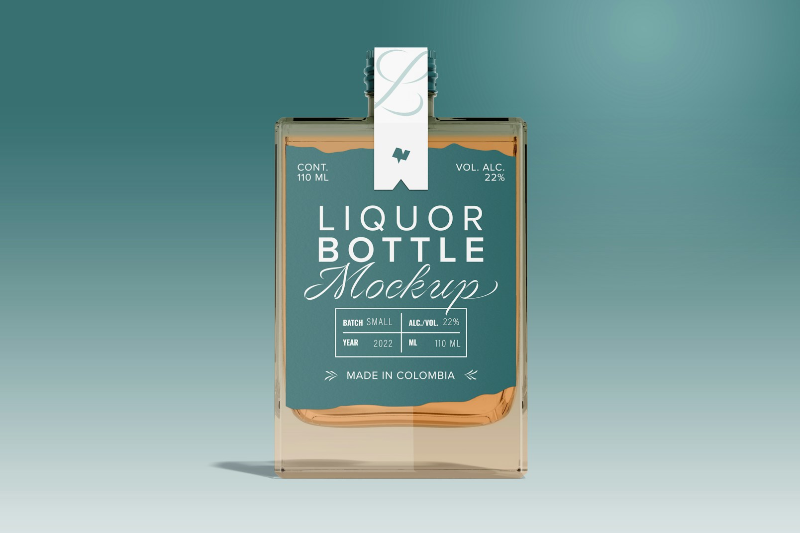 Small Liquor Bottle Mockup, Front View
