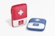 Portable First Aid Kit Mockup, Standing and Dropped