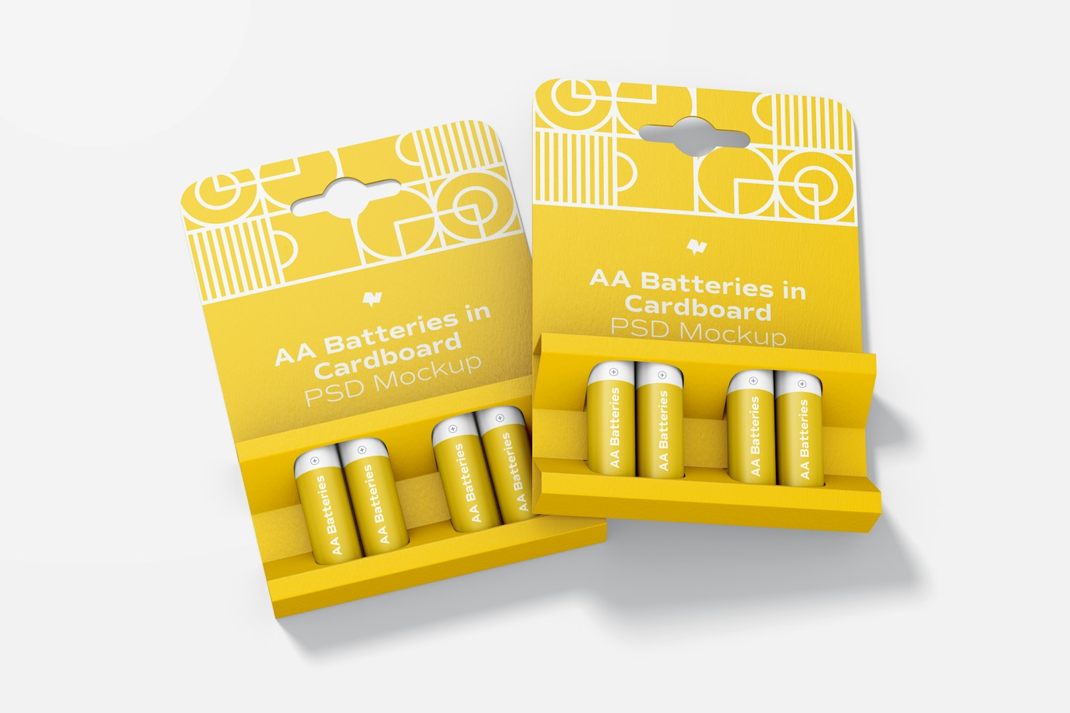 AA Batteries in Cardboard Set Mockup