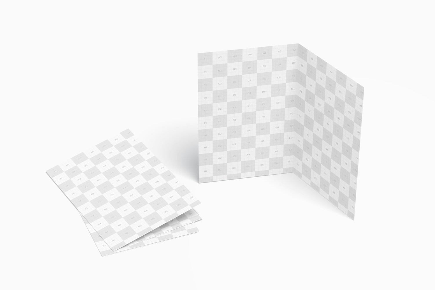 Folding Business Cards Mockup, Closed and Opened