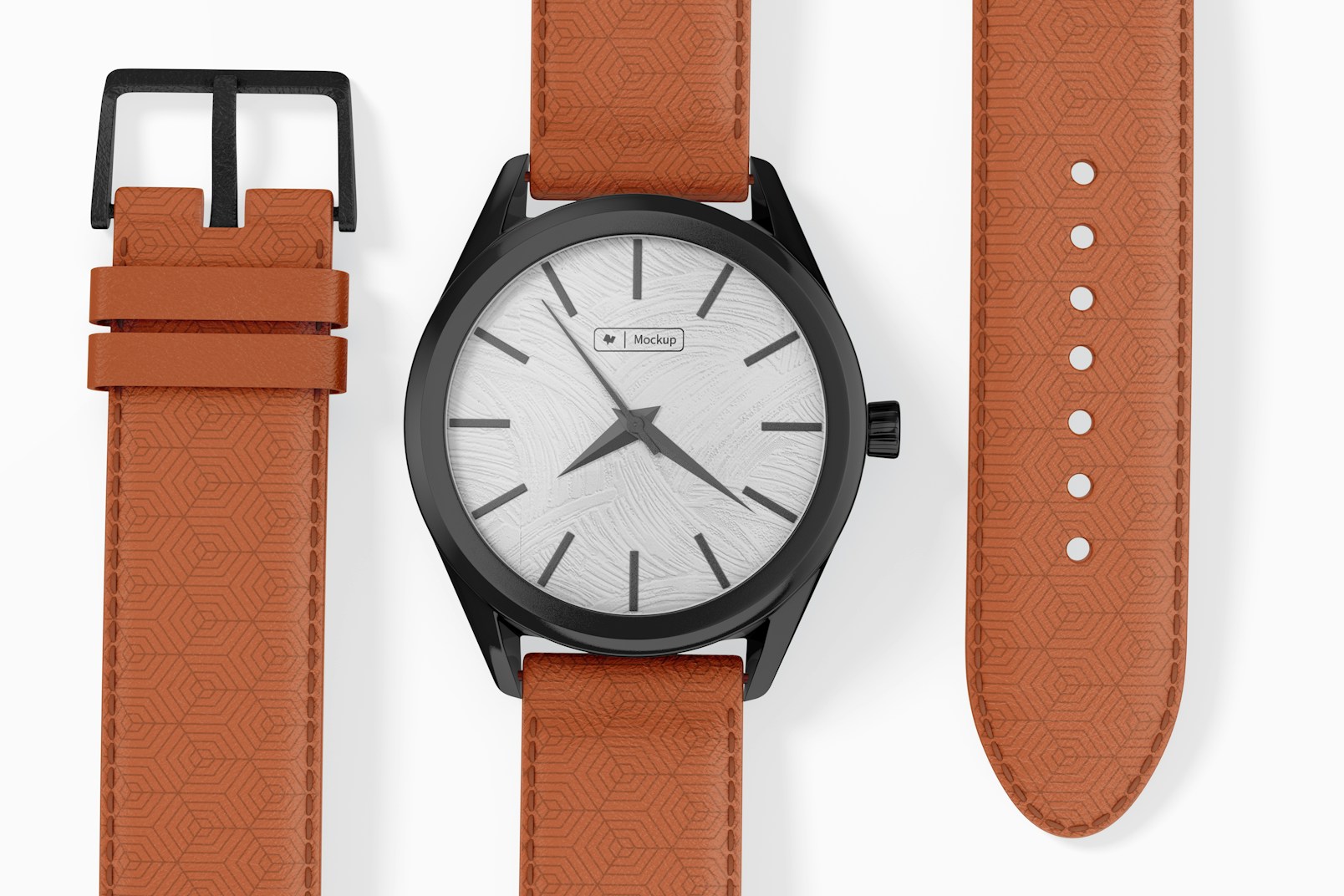 Watch with Leather Band Mockup, Close Up