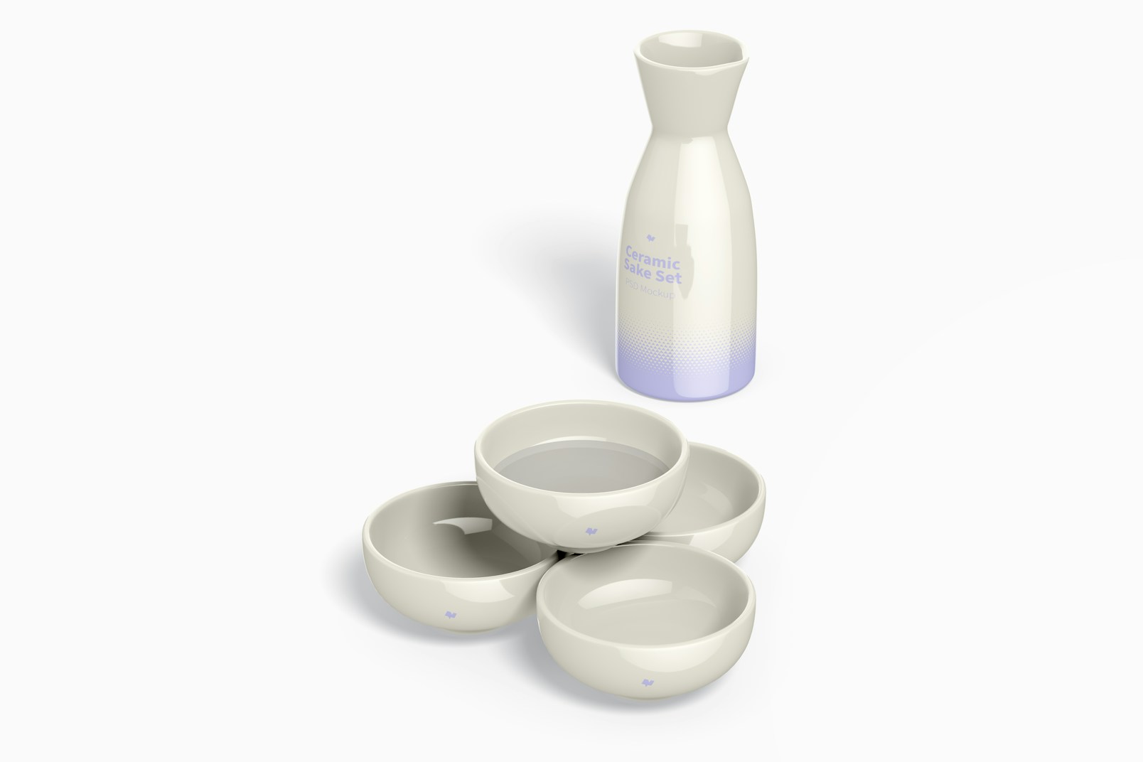 Ceramic Sake Set Mockup, Perspective
