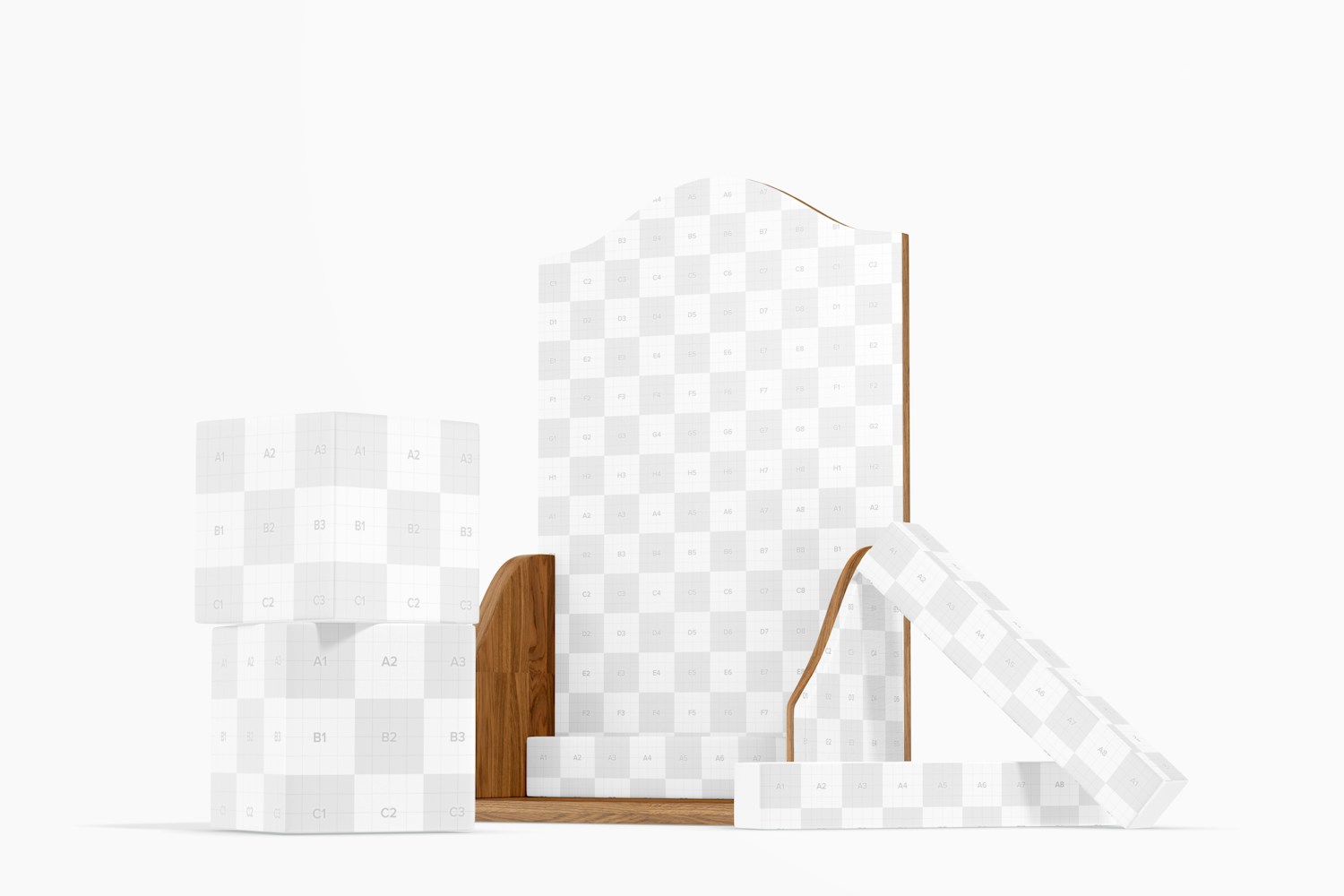 Wooden Infinite Desk Calendar Mockup, Right View Wooden Infinite Desk Calendar Mockup, Right View