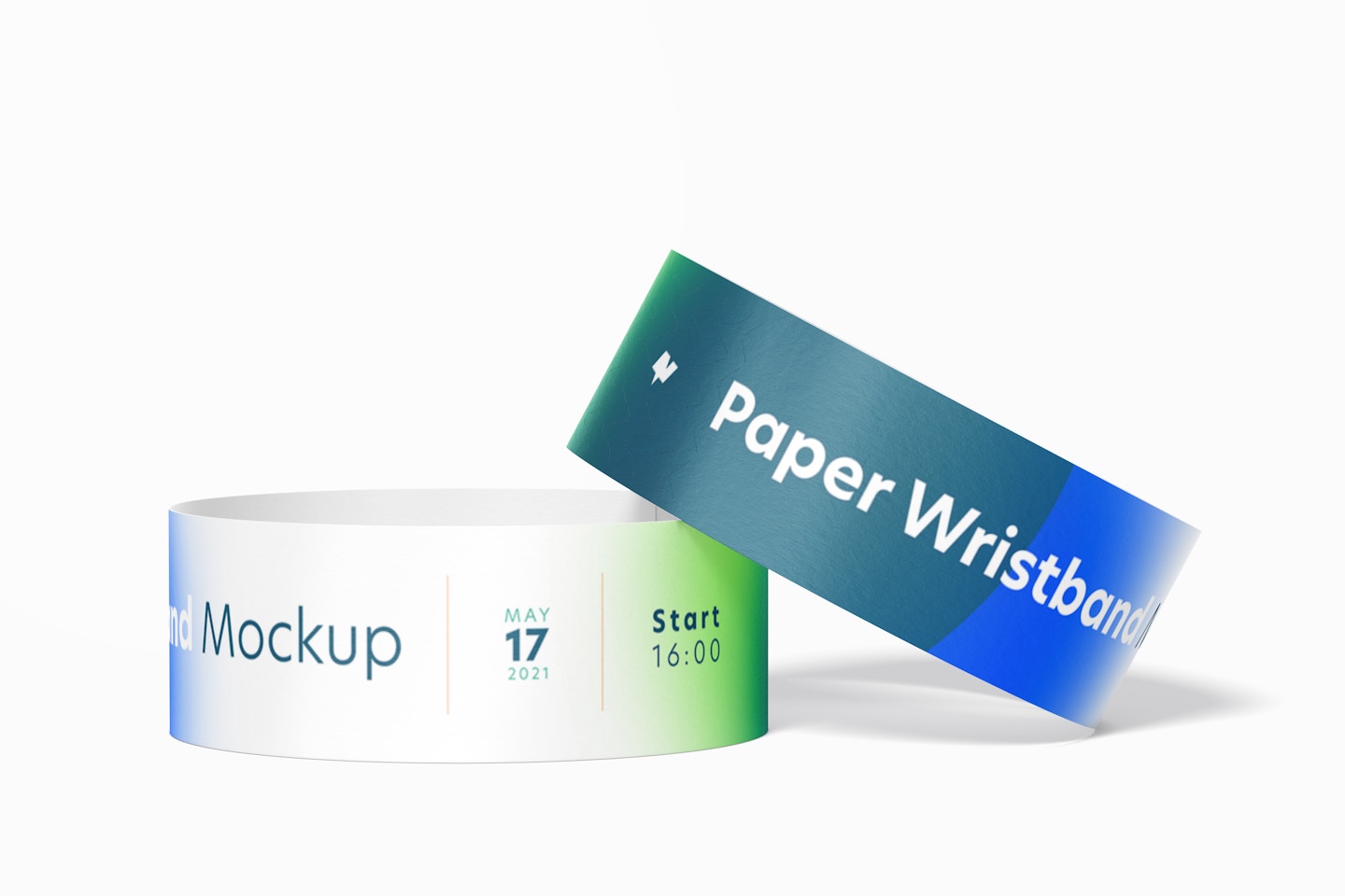 Paper Wristbands Mockup, Front View
