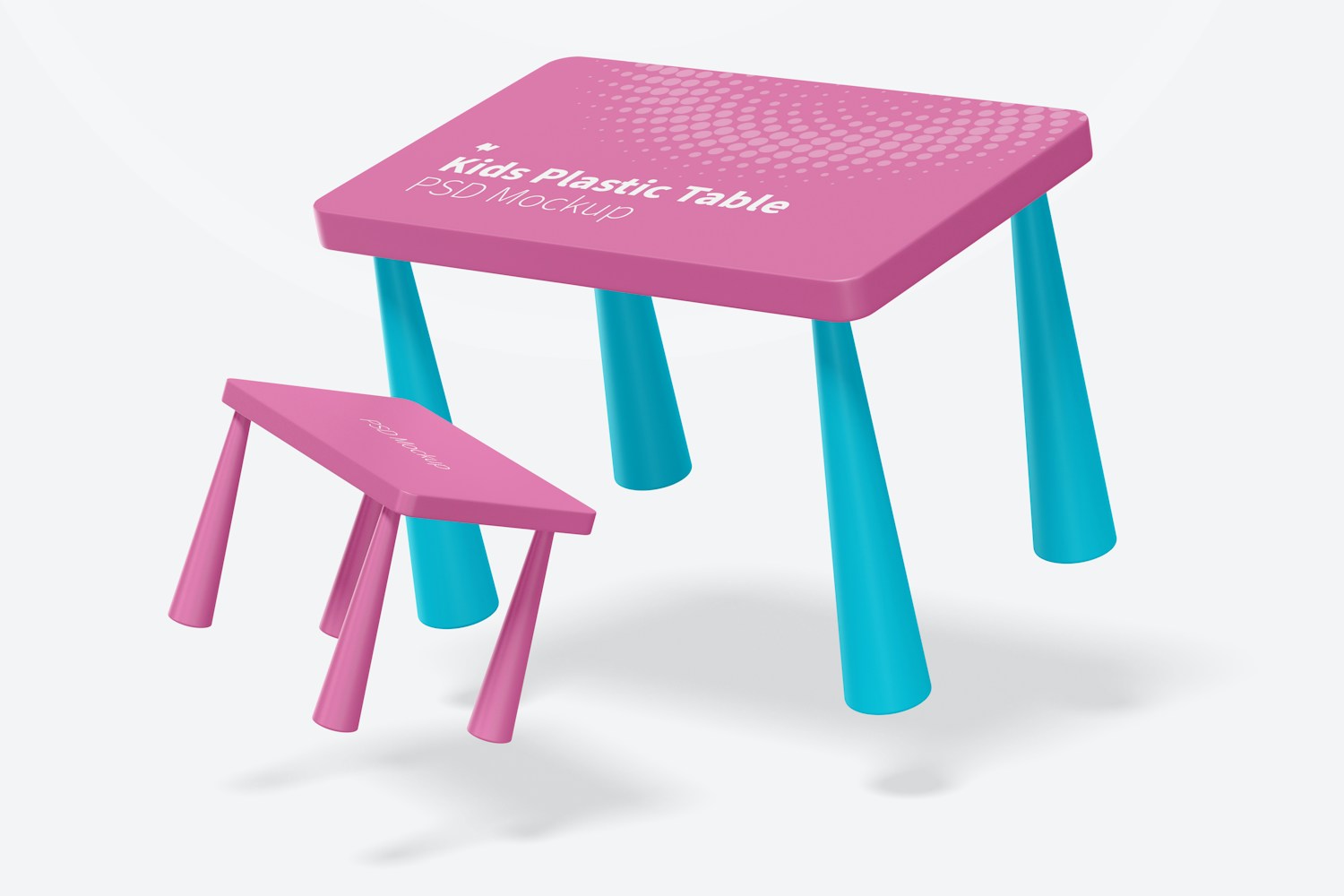 Kids Plastic Table Mockup, Falling