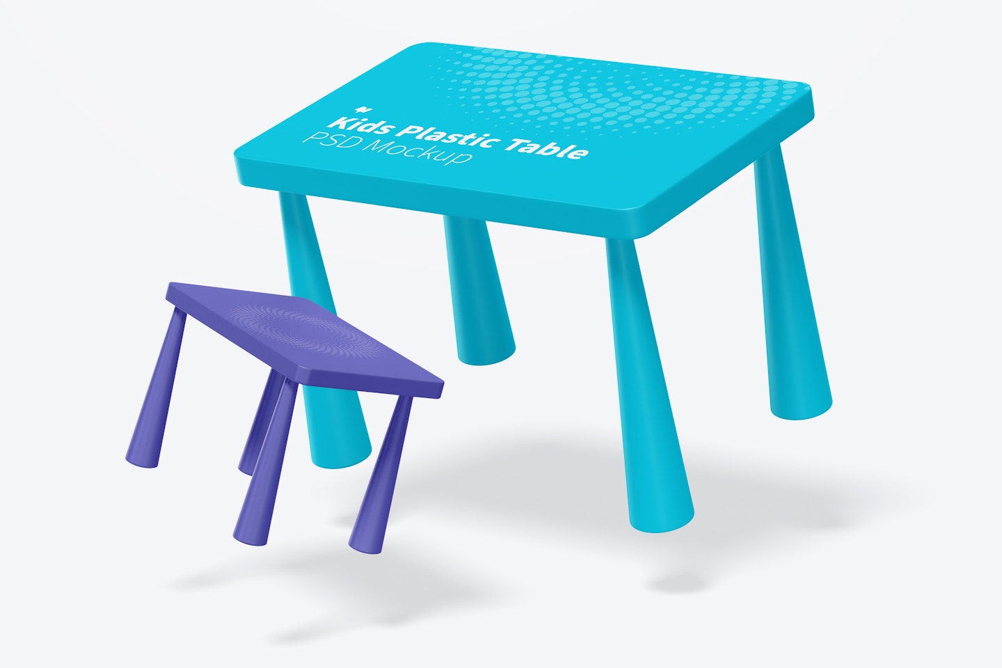 Kids Plastic Table Mockup, Falling