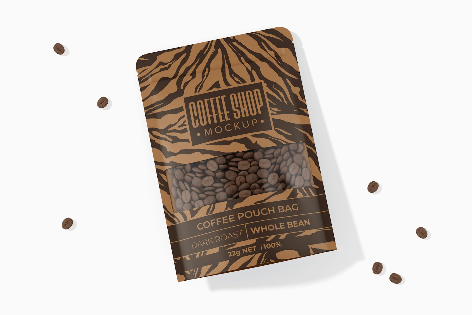 Coffee Pouch Bag Mockup, Top View