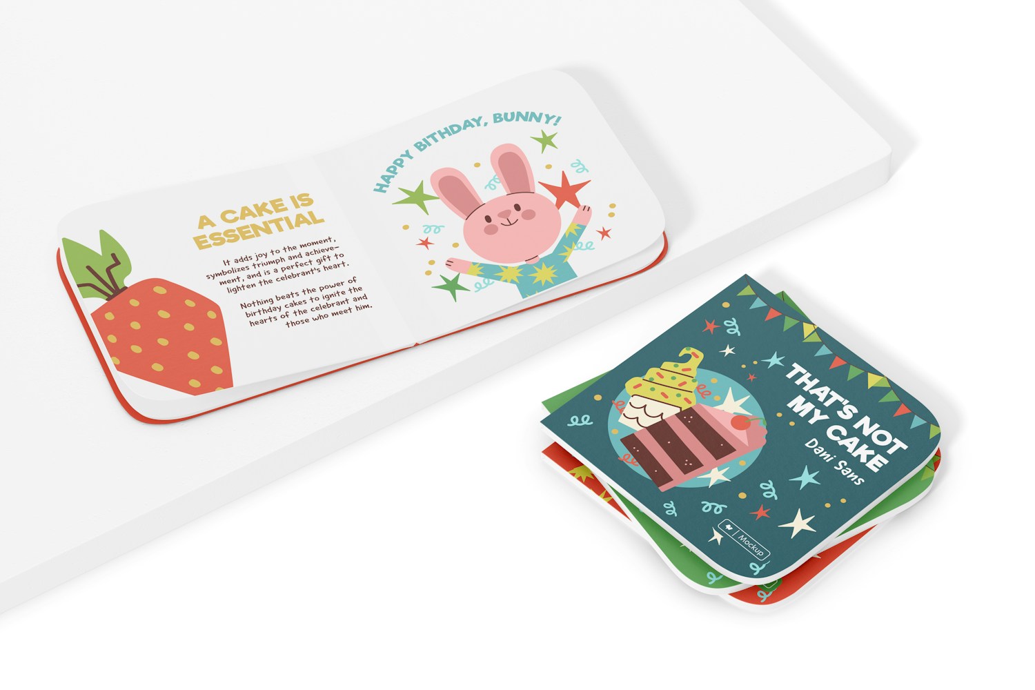 Die Cut Children Books Mockup, Opened and Closed