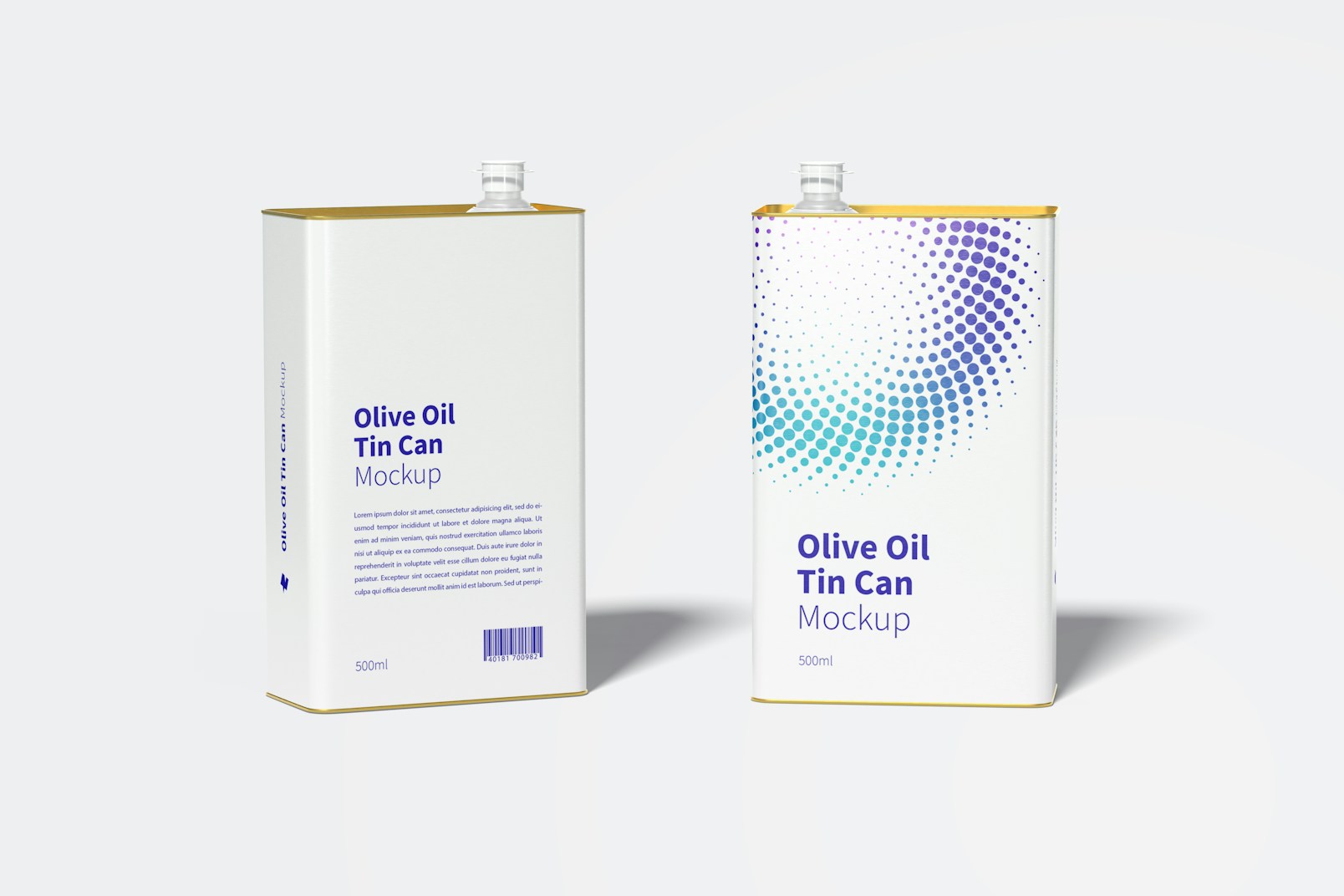 500ml Olive Oil Rectangular Tin Cans Mockup