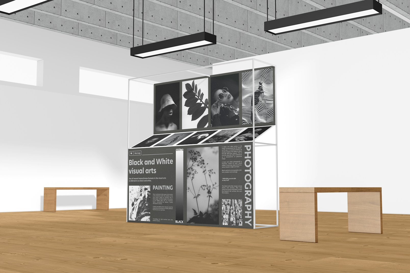 Large Exhibition Poster Stand Mockup, Right View