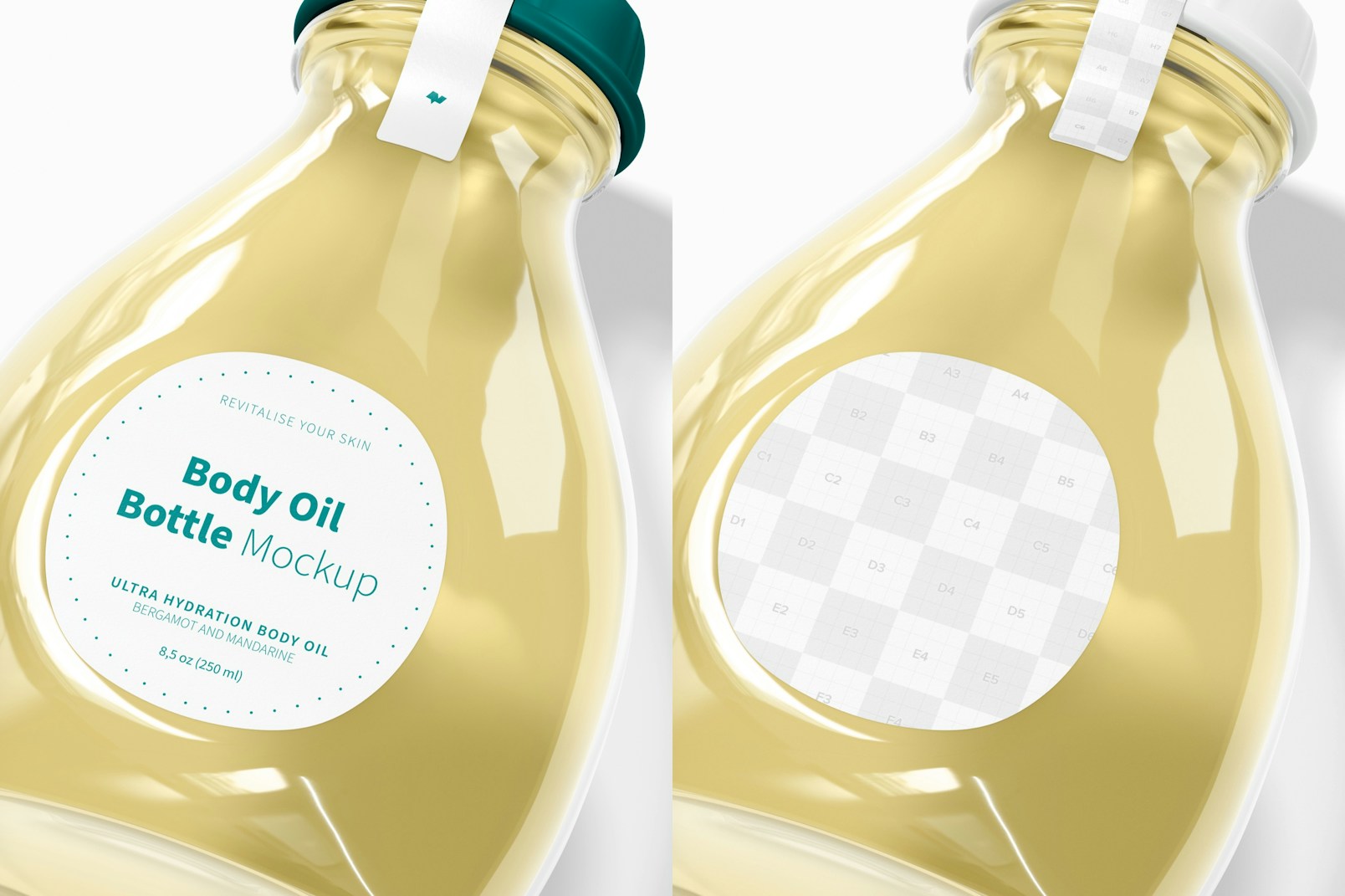 Body Oil Bottle Mockup, Close Up
