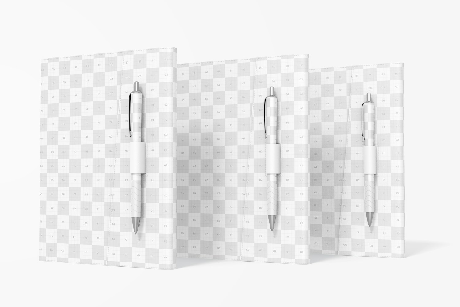 Notebooks with Pen Holder Mockup, Standing