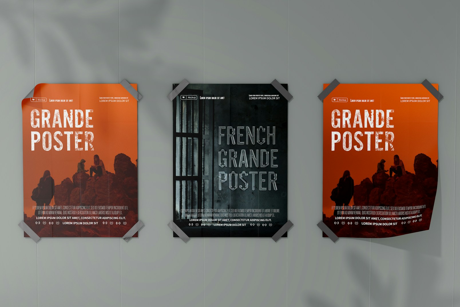 French Grande Posters Mockup, Front View
