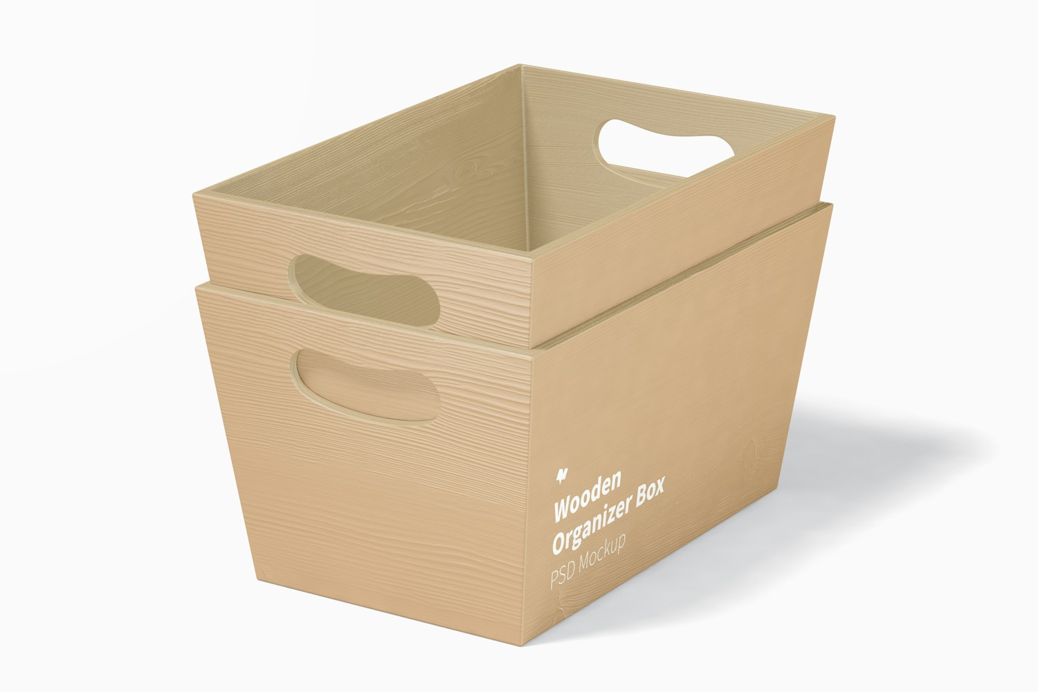 Wooden Organizer Box Mockup, Left View