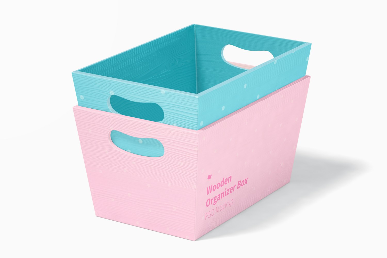 Wooden Organizer Box Mockup, Left View Wooden Organizer Box Mockup, Left View