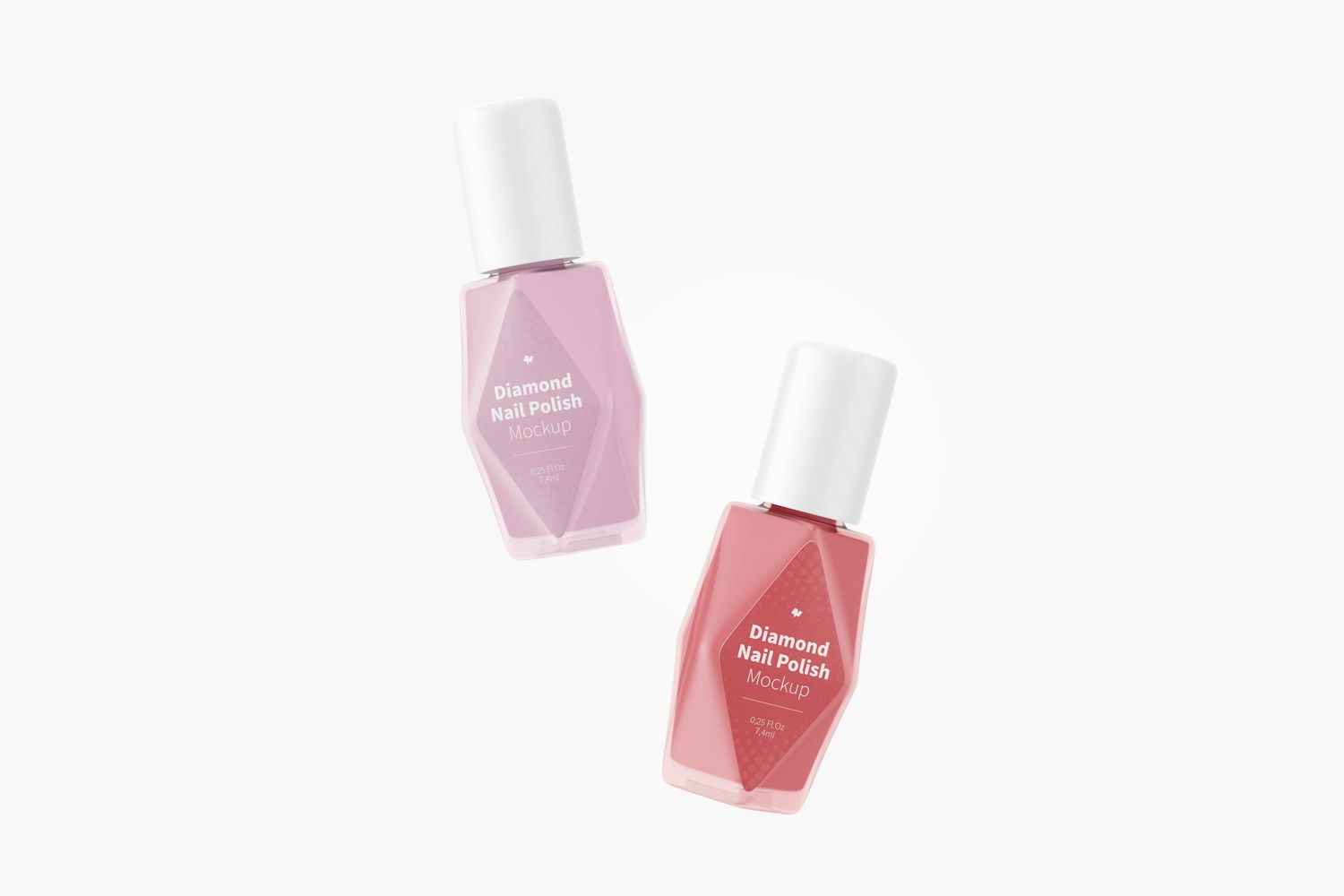 Diamond Shape Nail Polishes Mockup, Floating