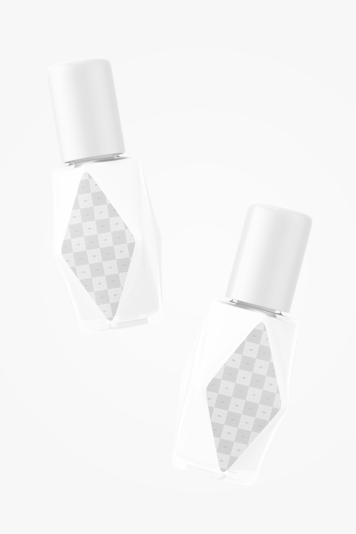 Diamond Shape Nail Polishes Mockup, Floating Diamond Shape Nail Polishes Mockup, Floating